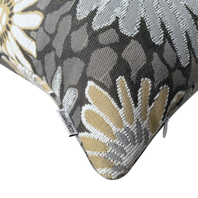 ROMANDECO Jacquard Floral Decorative Throw Pillow Covers for Couch Set of 2, 18x18 Inches, Grey - Image 3